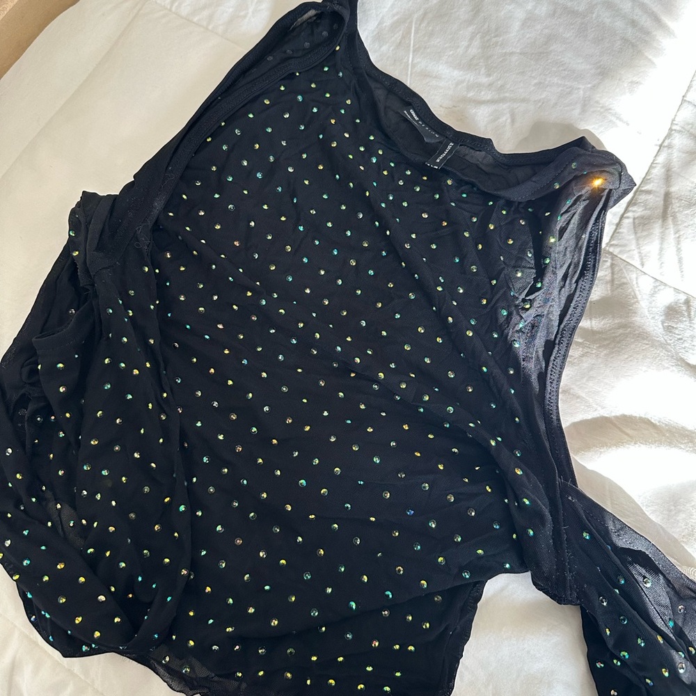 Black Sleeveless Top with Iridescent Accents Asos